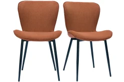Flash Sale Miliboo Set de 2 sillas de diseño de pana terracota y metal negro ADDICT
