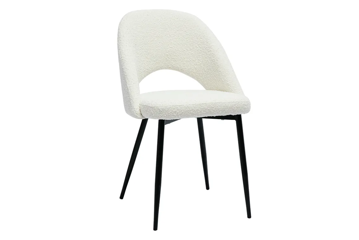 Cheap Miliboo Set de 2 sillas de diseño de tela efecto borreguillo blanco y metal negro COSETTE