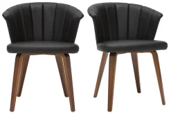 New Miliboo Set de 2 sillas de diseño negro y nogal oscuro ALBIN