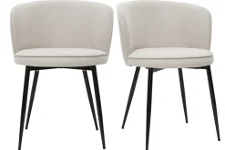 Flash Sale Miliboo Set de 2 sillas de diseño tejido efecto aterciopelado beige SERIF