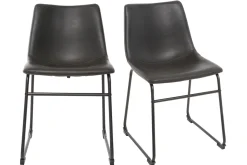 Store Miliboo Set de 2 sillas de estilo industrial negras NEW ROCK