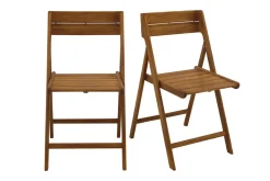 Store Miliboo Set de 2 sillas de jardín plegables de madera maciza DIEGO