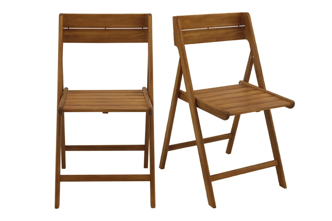 Store Miliboo Set de 2 sillas de jardín plegables de madera maciza DIEGO