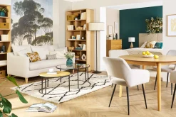 Flash Sale Miliboo Set de 2 sillas de pana color topo y metal negro LAURETTE