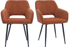 Outlet Miliboo Set de 2 sillas de pana terracota y metal negro LAURETTE