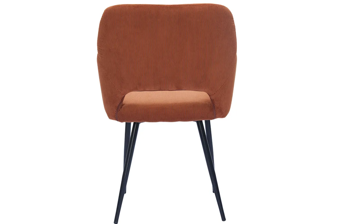 Outlet Miliboo Set de 2 sillas de pana terracota y metal negro LAURETTE