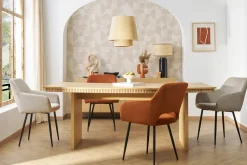 Outlet Miliboo Set de 2 sillas de pana terracota y metal negro LAURETTE