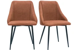 Cheap Miliboo Set de 2 sillas de tejido efecto aterciopelado texturizado terracota y metal negro HIGGINS