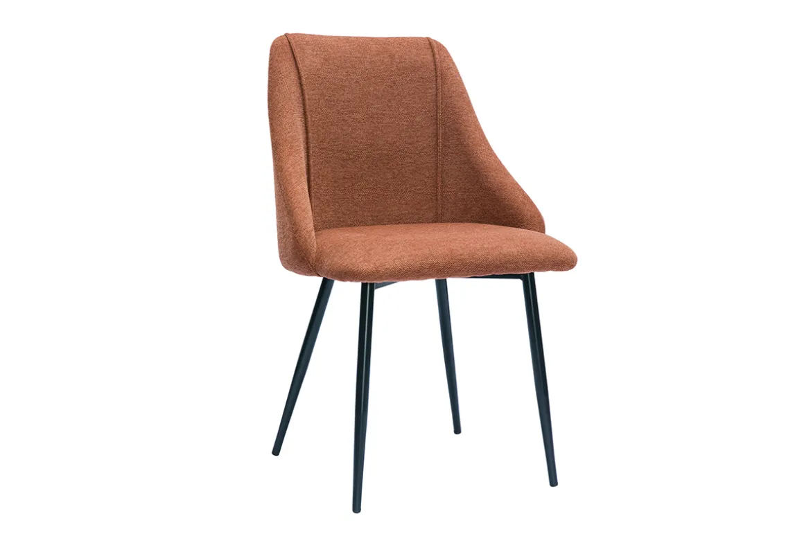 Cheap Miliboo Set de 2 sillas de tejido efecto aterciopelado texturizado terracota y metal negro HIGGINS