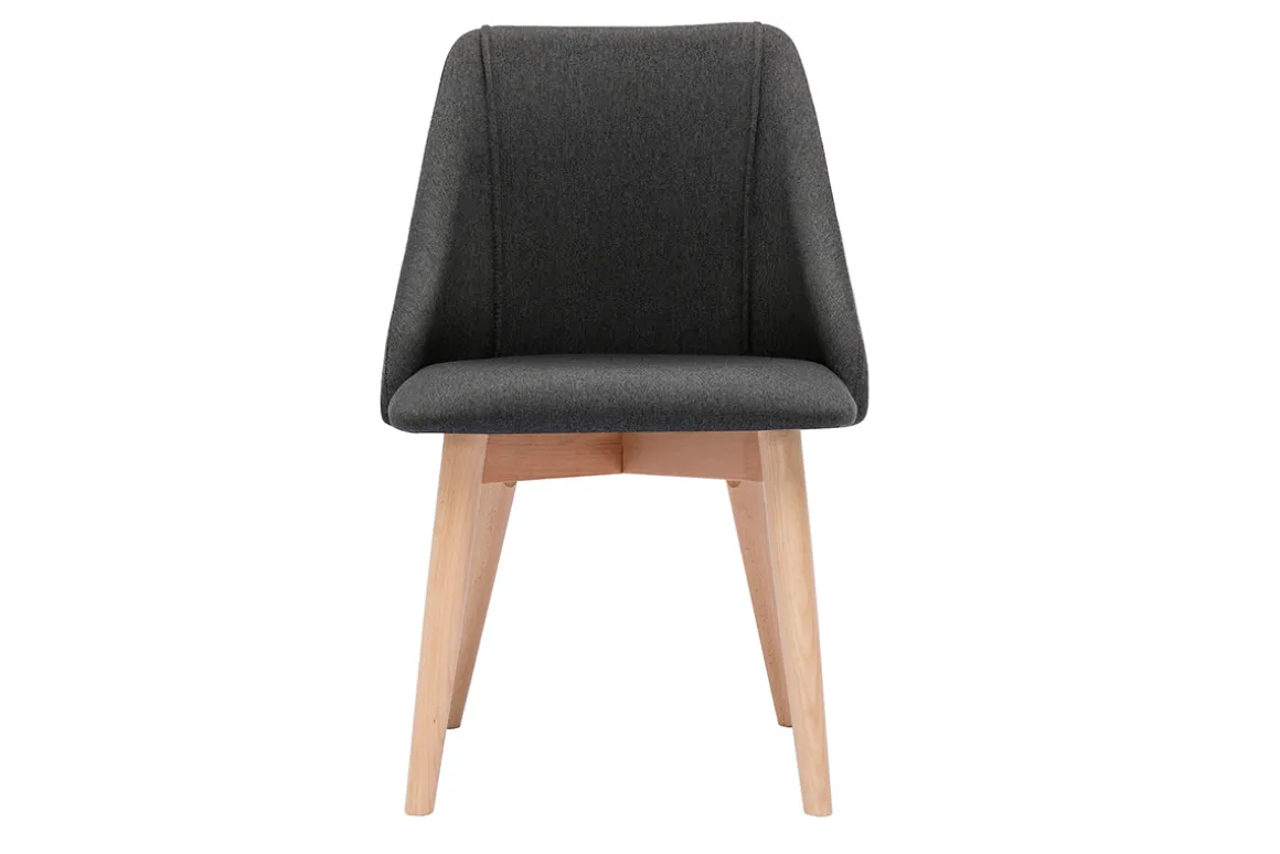 Cheap Miliboo Set de 2 sillas de tela efecto aterciopelado texturizado gris oscuro y madera clara maciza HIGGINS