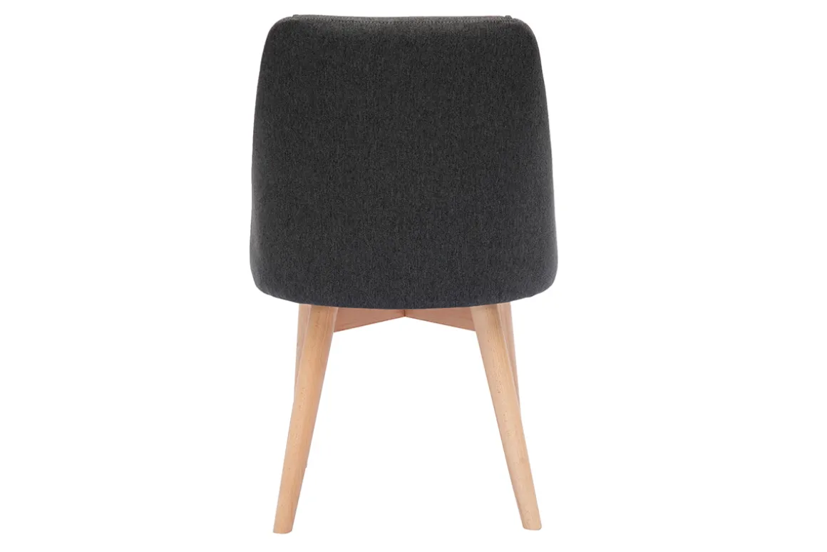 Cheap Miliboo Set de 2 sillas de tela efecto aterciopelado texturizado gris oscuro y madera clara maciza HIGGINS