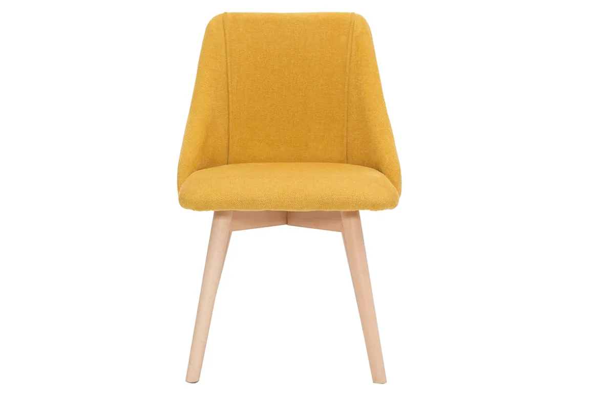 Cheap Miliboo Set de 2 sillas de tela efecto aterciopelado texturizado amarillo mostaza y madera maciza HIGGINS