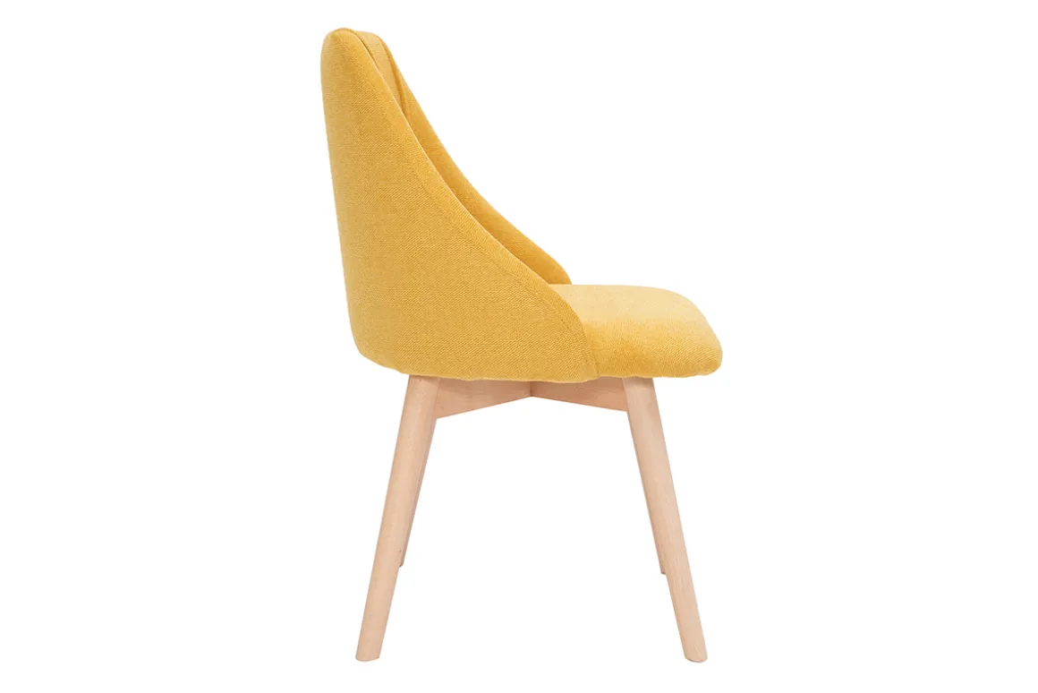 Cheap Miliboo Set de 2 sillas de tela efecto aterciopelado texturizado amarillo mostaza y madera maciza HIGGINS