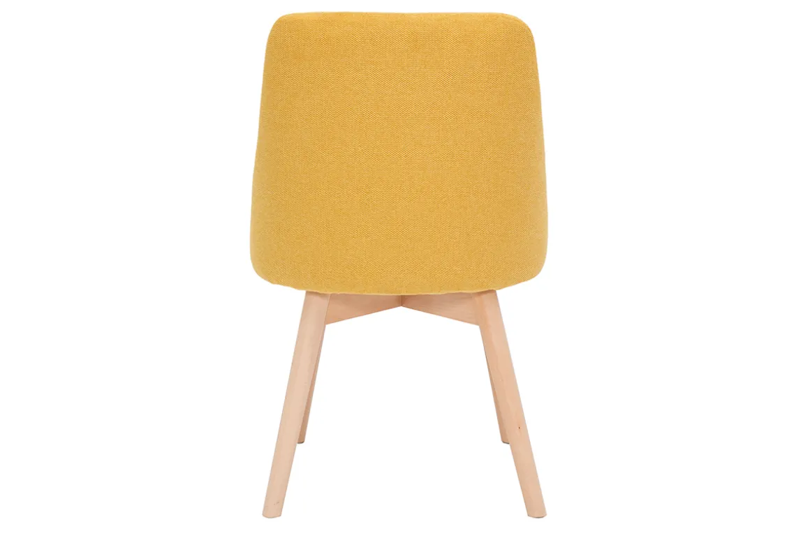 Cheap Miliboo Set de 2 sillas de tela efecto aterciopelado texturizado amarillo mostaza y madera maciza HIGGINS