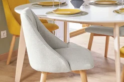 New Miliboo Set de 2 sillas de tela efecto aterciopelado texturizado gris y madera clara maciza HIGGINS