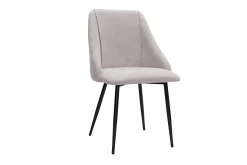 Store Miliboo Set de 2 sillas de tela efecto aterciopelado texturizado beige y metal negro HIGGINS