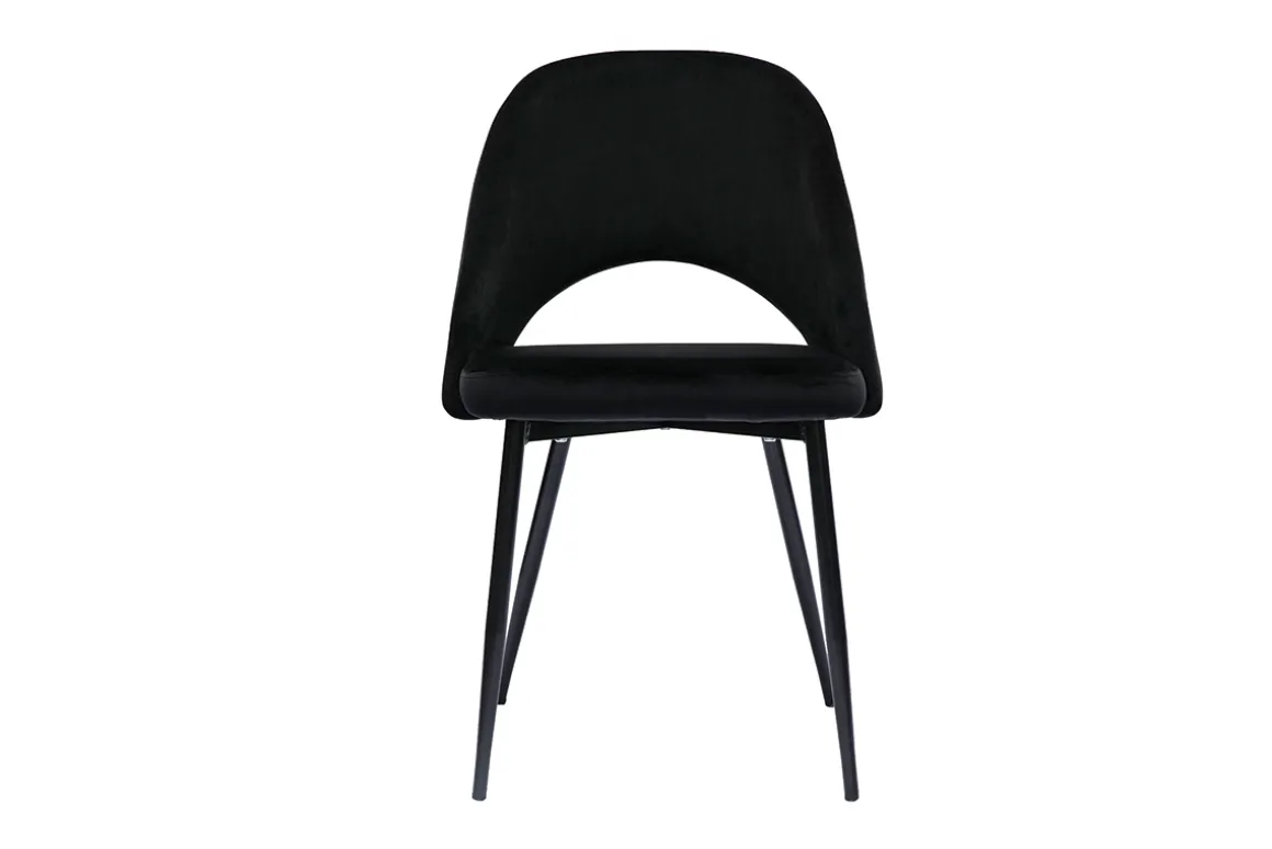 Best Sale Miliboo Set de 2 sillas de terciopelo negro con patas de metal COSETTE