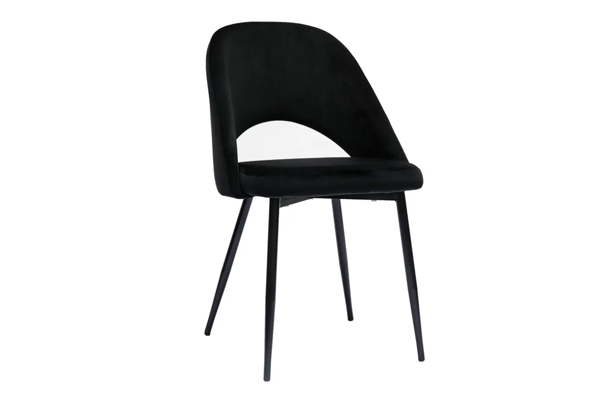 Best Sale Miliboo Set de 2 sillas de terciopelo negro con patas de metal COSETTE