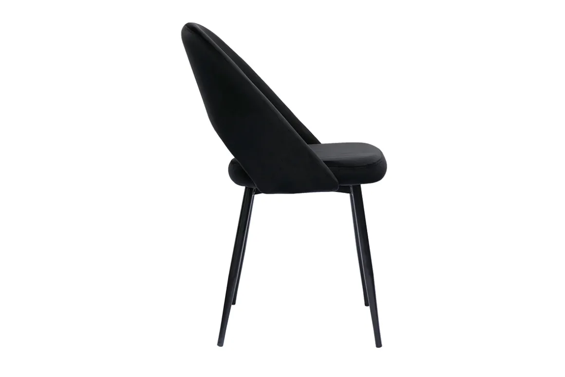 Best Sale Miliboo Set de 2 sillas de terciopelo negro con patas de metal COSETTE