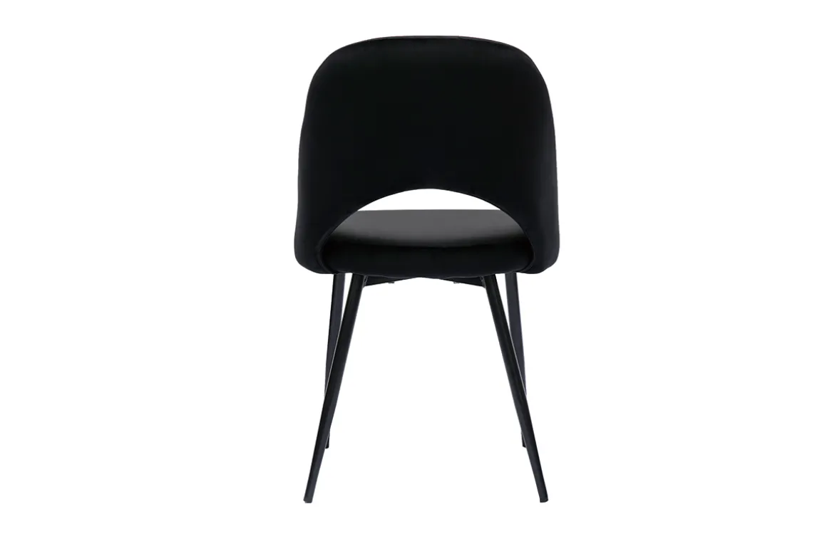 Best Sale Miliboo Set de 2 sillas de terciopelo negro con patas de metal COSETTE