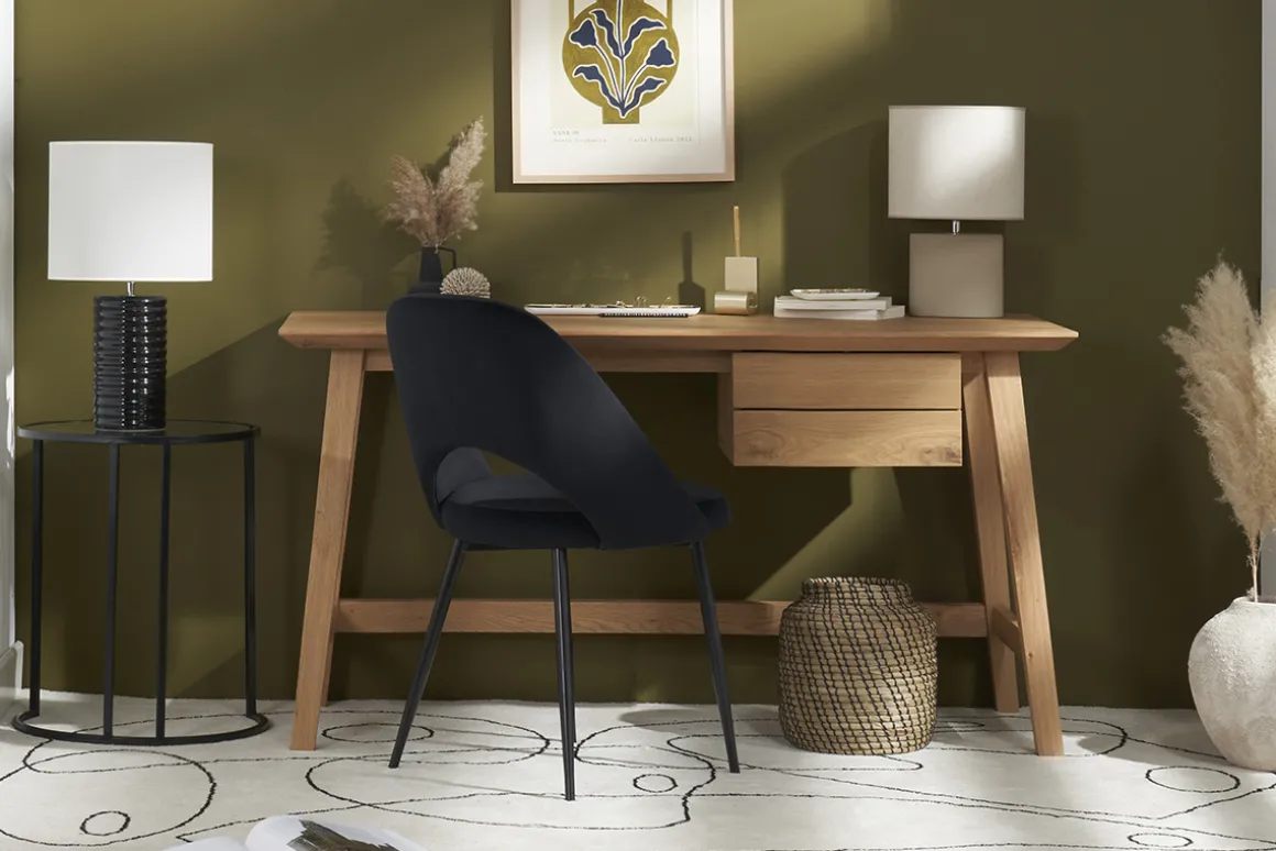 Best Sale Miliboo Set de 2 sillas de terciopelo negro con patas de metal COSETTE