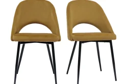 Best Miliboo Set de 2 sillas de terciopelo bronce con patas de metal COSETTE