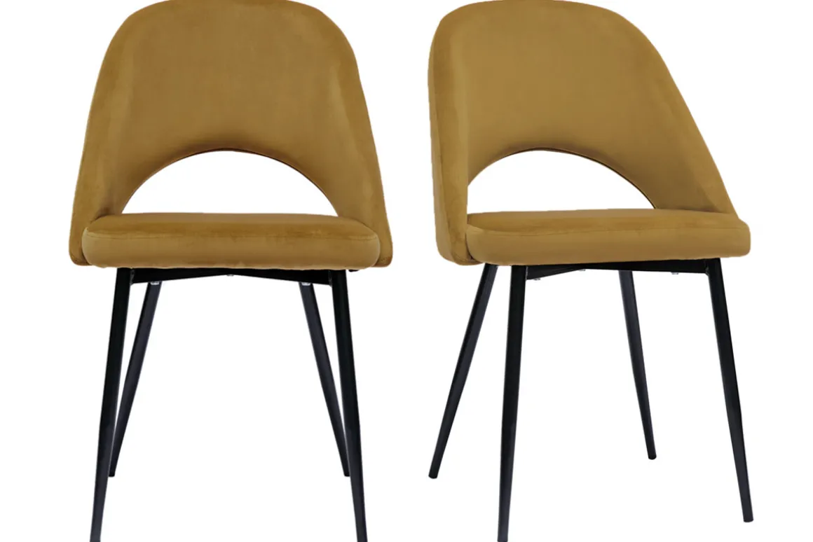 Best Miliboo Set de 2 sillas de terciopelo bronce con patas de metal COSETTE