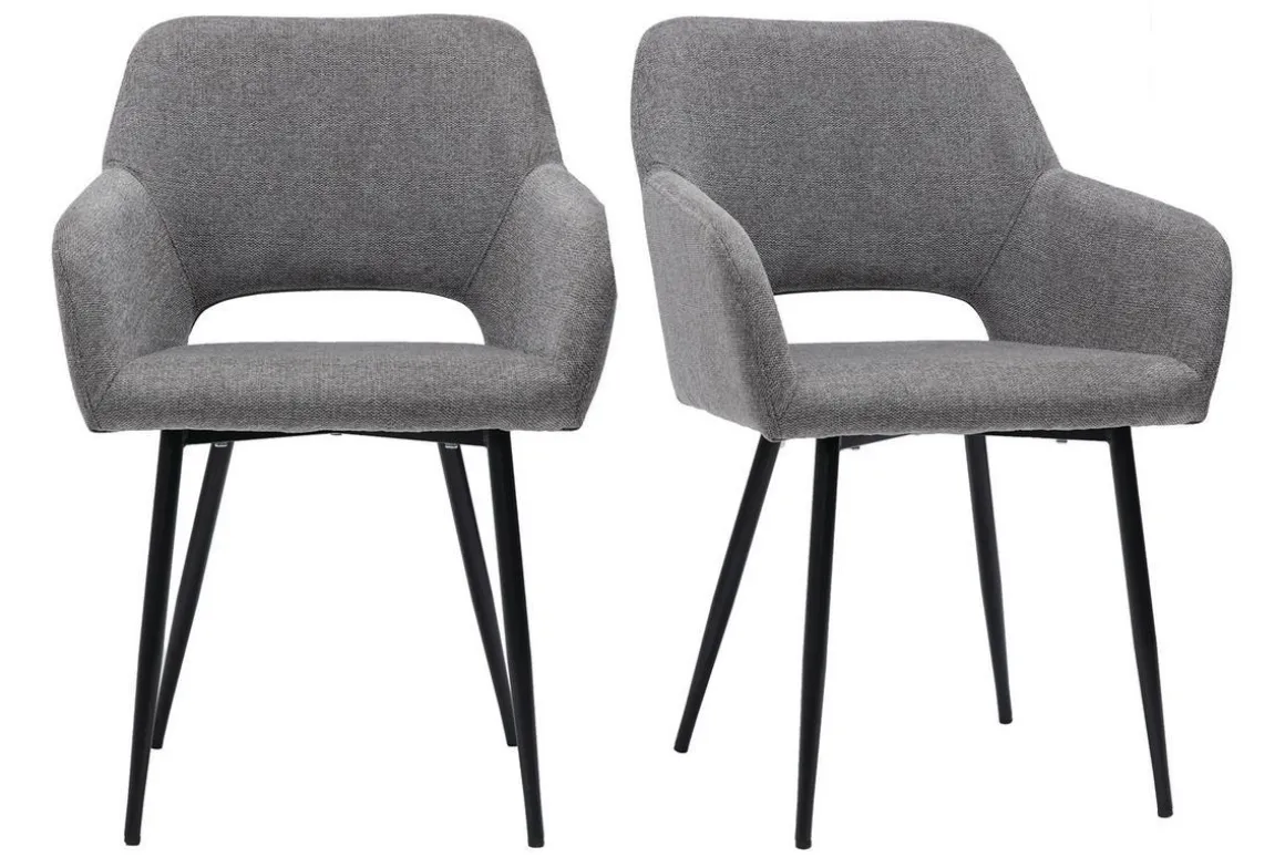 Online Miliboo Set de 2 sillas efecto aterciopelado texturizado gris LAURETTE