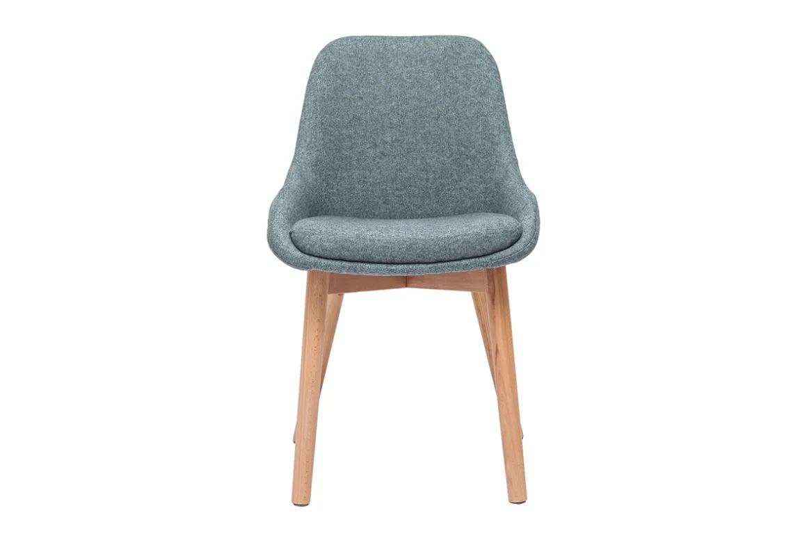 Flash Sale Miliboo Set de 2 sillas nórdicas de tela verde grisáceo y madera clara maciza HOLO