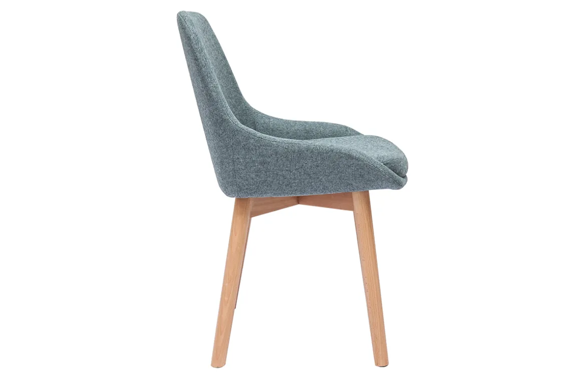 Flash Sale Miliboo Set de 2 sillas nórdicas de tela verde grisáceo y madera clara maciza HOLO