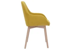 Fashion Miliboo Set de 2 sillas nórdicas de tela efecto aterciopelado amarillo mostaza y madera clara maciza HOLO