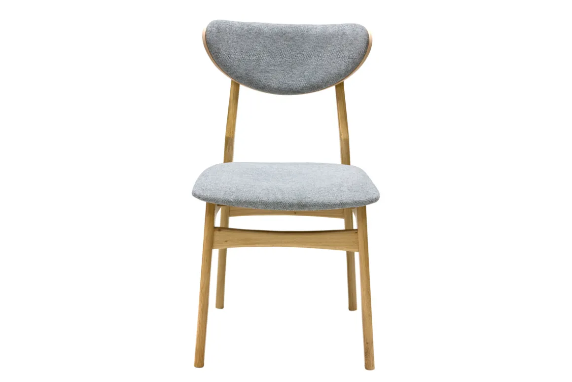 Sale Miliboo Set de 2 sillas nórdicas de tejido efecto aterciopelado texturizado gris jaspeado y madera clara de haya maciza MAYA