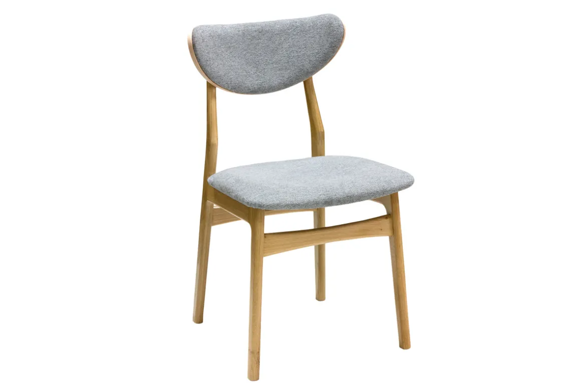 Sale Miliboo Set de 2 sillas nórdicas de tejido efecto aterciopelado texturizado gris jaspeado y madera clara de haya maciza MAYA