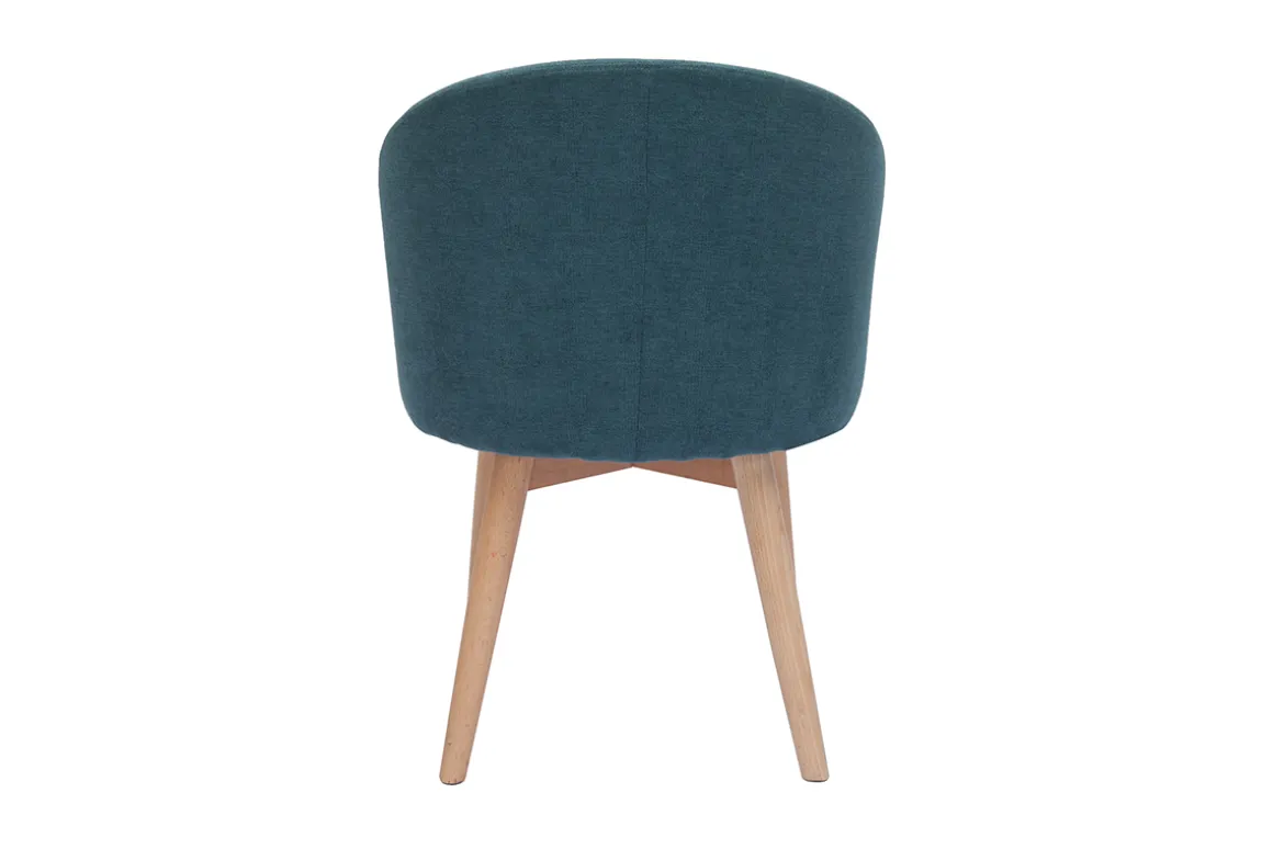 Shop Miliboo Set de 2 sillas nórdicas de tela efecto aterciopelado azul petróleo y madera clara maciza VANITY