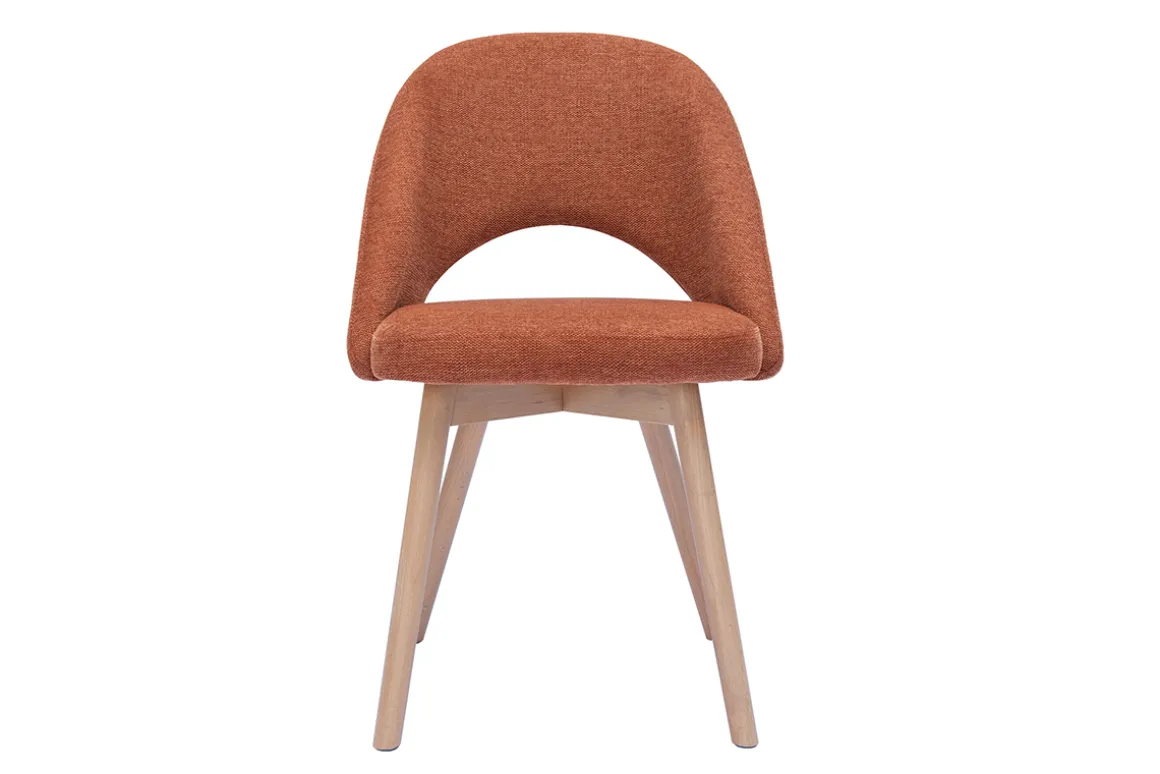 Best Miliboo Set de 2 sillas nórdicas de tejido efecto aterciopelado texturizado terracota y madera clara COSETTE