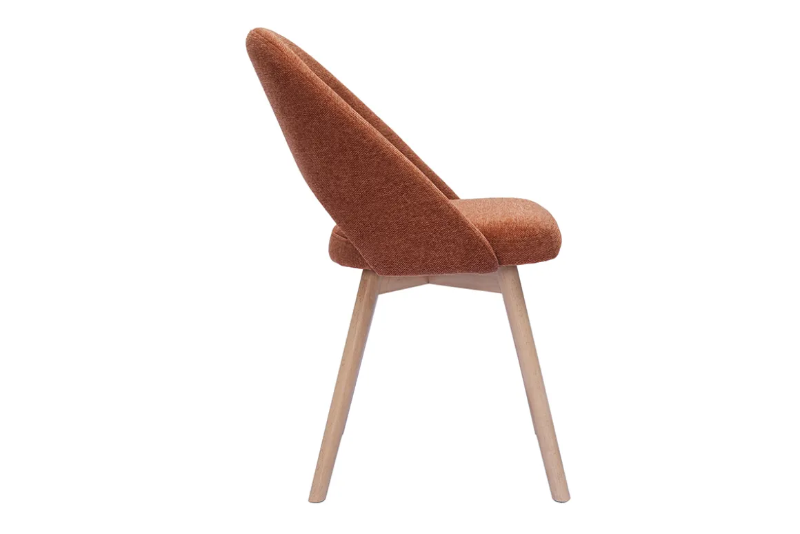 Best Miliboo Set de 2 sillas nórdicas de tejido efecto aterciopelado texturizado terracota y madera clara COSETTE