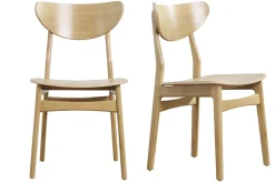 Fashion Miliboo Set de 2 sillas nórdicas de madera de roble macizo clara MAYA