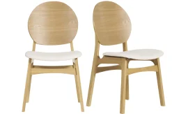 Sale Miliboo Set de 2 sillas nórdicas de madera clara y borreguillo blanco ELTON