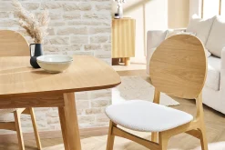 Sale Miliboo Set de 2 sillas nórdicas de madera clara y borreguillo blanco ELTON