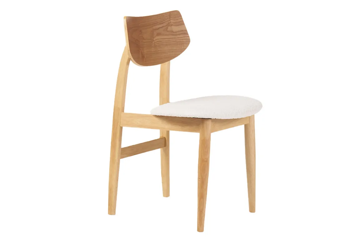 Flash Sale Miliboo Set de 2 sillas nórdicas de madera clara y borreguillo blanco ELION