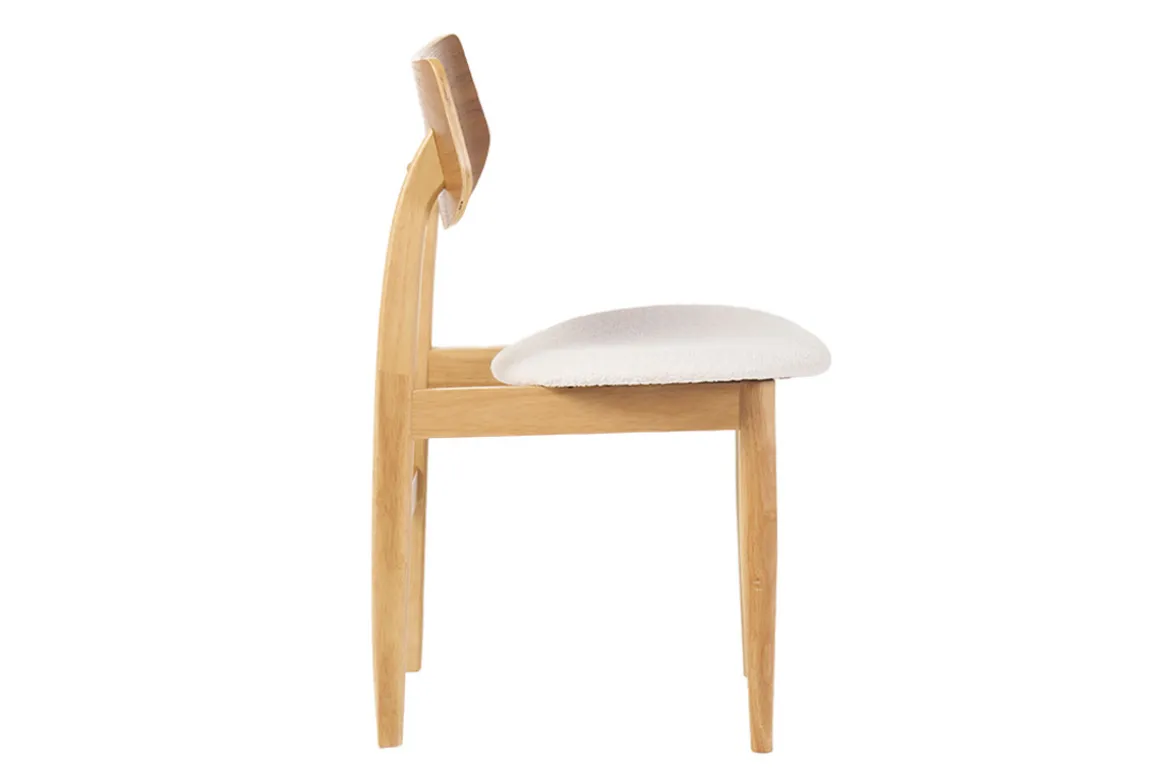 Flash Sale Miliboo Set de 2 sillas nórdicas de madera clara y borreguillo blanco ELION