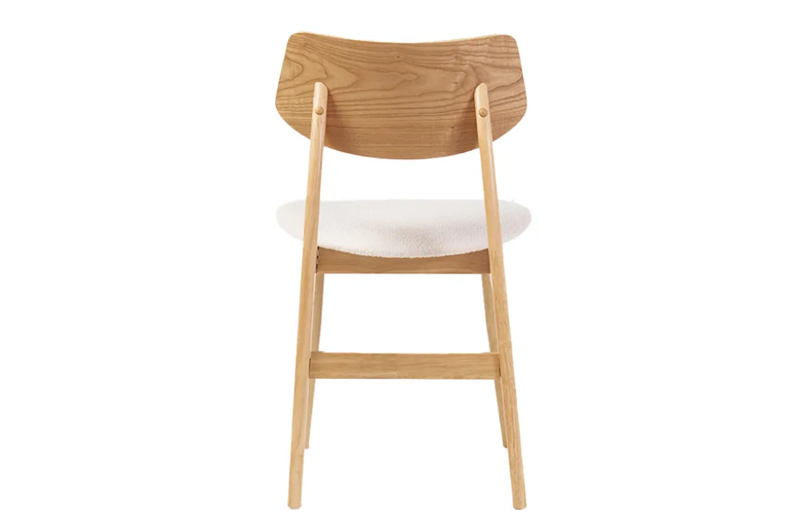 Flash Sale Miliboo Set de 2 sillas nórdicas de madera clara y borreguillo blanco ELION