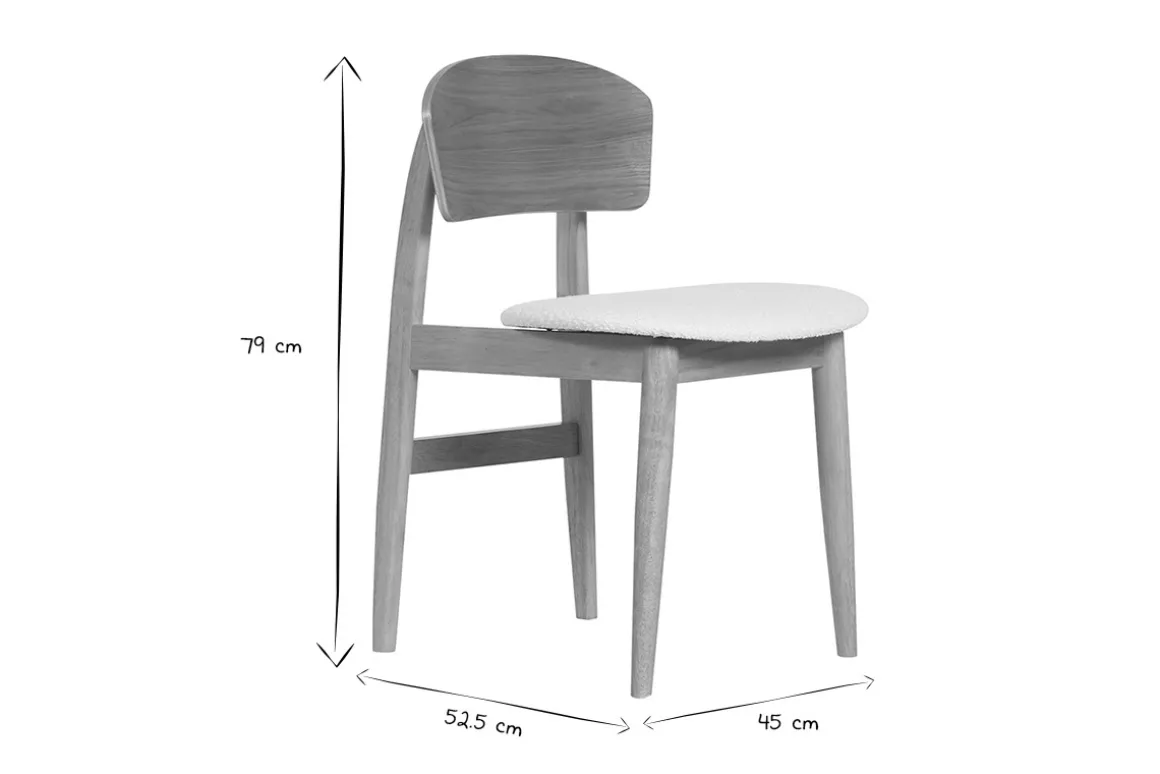 Flash Sale Miliboo Set de 2 sillas nórdicas de madera clara y borreguillo blanco ELION