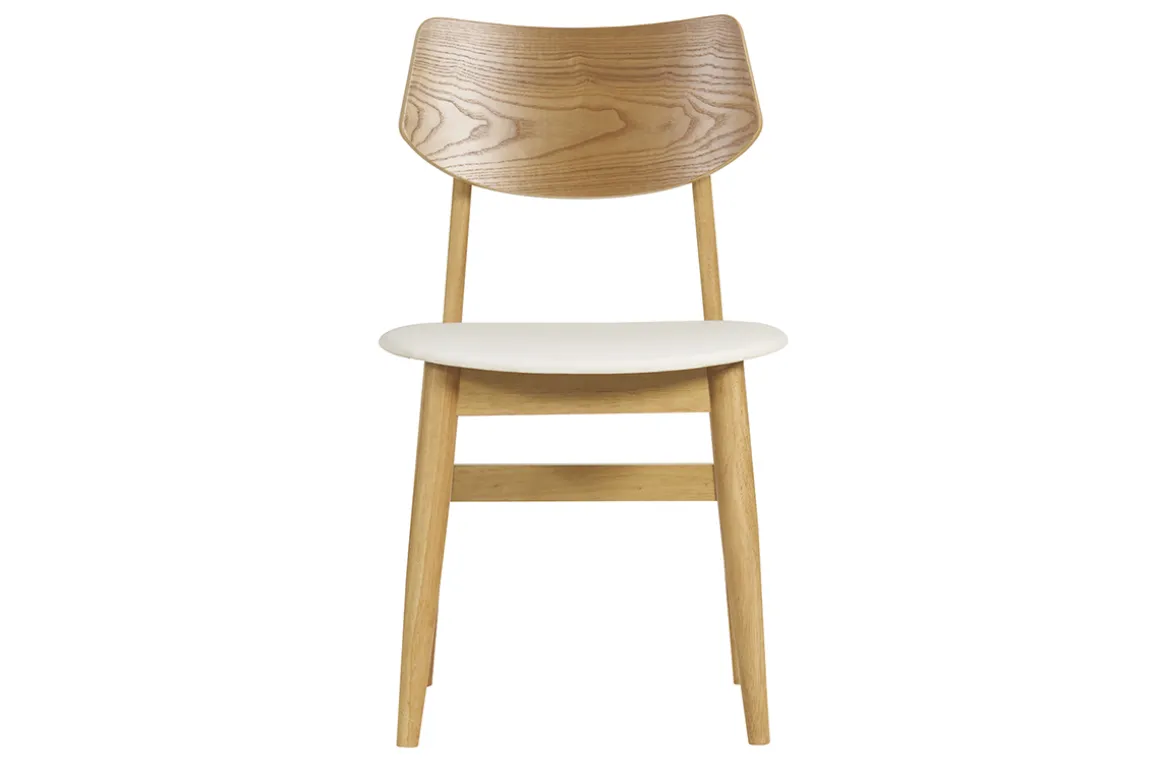 New Miliboo Set de 2 sillas nórdicas de madera clara y blanco ELION