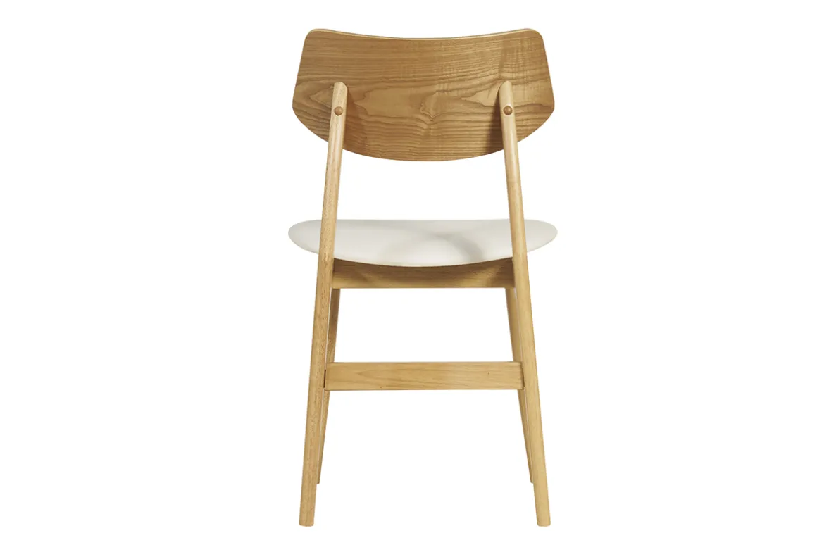 New Miliboo Set de 2 sillas nórdicas de madera clara y blanco ELION