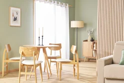 New Miliboo Set de 2 sillas nórdicas de madera clara y blanco ELION