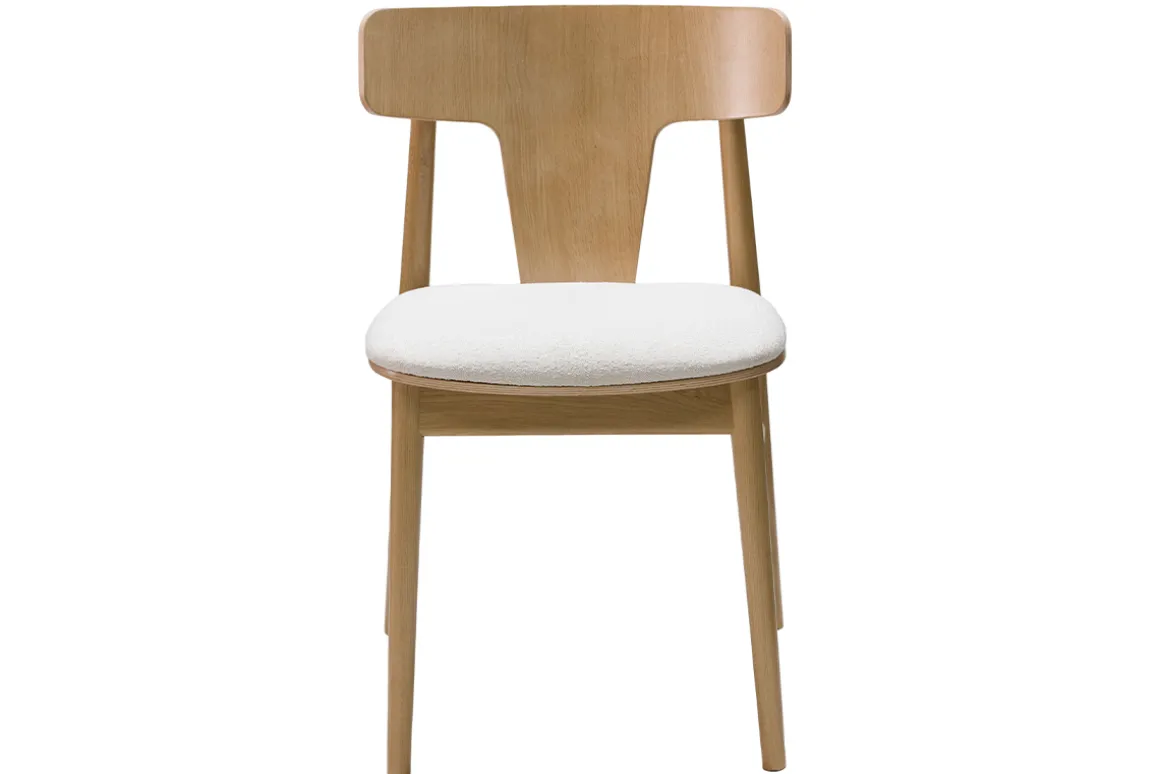 Store Miliboo Set de 2 sillas nórdicas de roble y tejido efecto borreguillo color crudo LOUISA