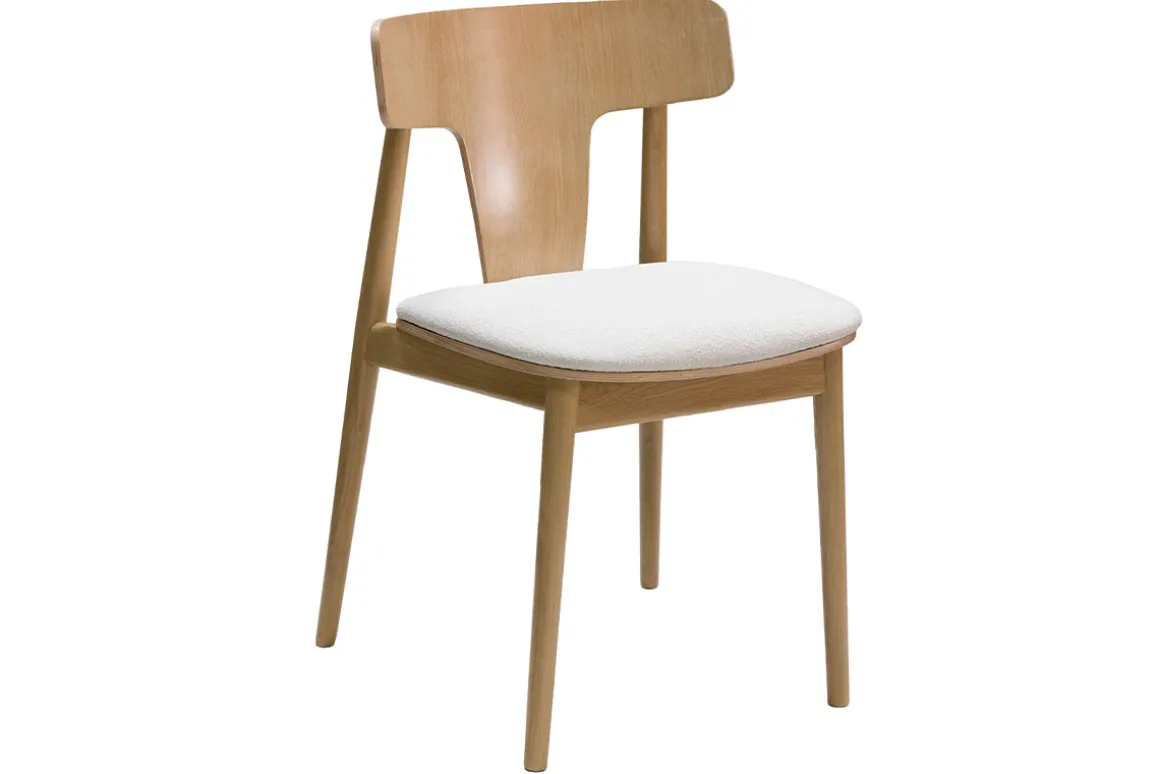 Store Miliboo Set de 2 sillas nórdicas de roble y tejido efecto borreguillo color crudo LOUISA