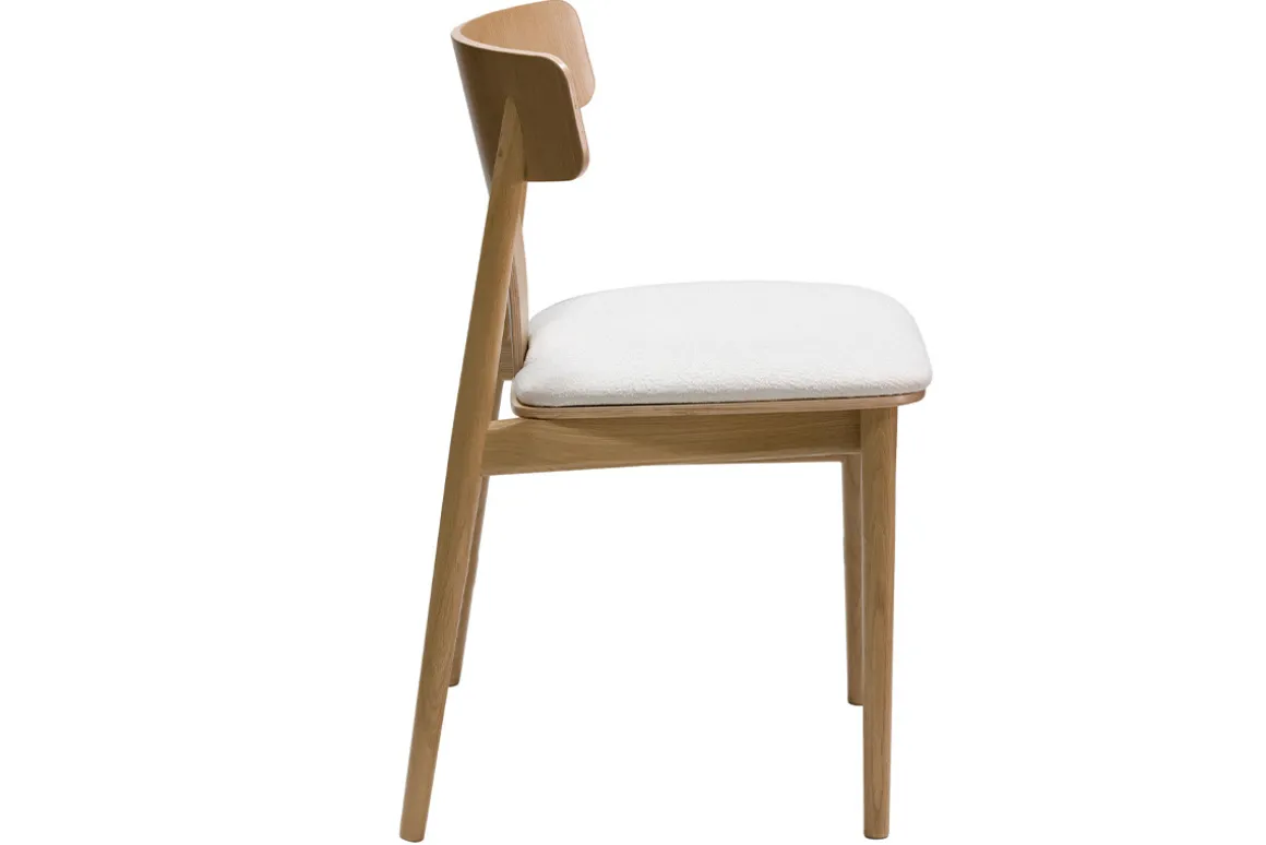 Store Miliboo Set de 2 sillas nórdicas de roble y tejido efecto borreguillo color crudo LOUISA
