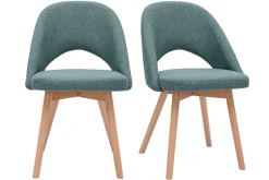 Online Miliboo Set de 2 sillas nórdicas de tela verde grisáceo y madera clara COSETTE